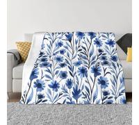 POEZJZW Couverture en flanelle à motif alyssum bleu 101,6 x 76,2 cm pour canapé, lit, camping, et voyage