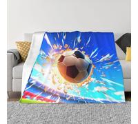 POEZJZW Couverture en flanelle à motif ballon de football volant - Couverture en peluche super douce pour canapé, lit, camping, voyage - 101,6 x 76,2 cm