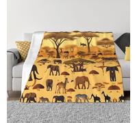 POEZJZW Couverture en flanelle à motif d'animaux de prairie africaine 152,4 x 127 cm pour canapé, lit, soirée cinéma, camping et voyage