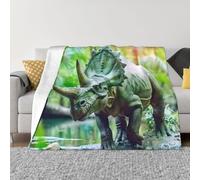 POEZJZW Couverture en flanelle à motif dinosaure Bicorn - Couverture en peluche super douce pour canapé, lit, camping, voyage - 101,6 x 76,2 cm