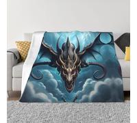 POEZJZW Couverture en flanelle à motif dragon volant 101,6 x 76,2 cm pour canapé, lit, camping, et voyage