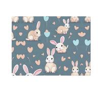 POEZJZW Couverture en flanelle à motif lapin mignon de dessin animé 127 x 101,6 cm pour canapé, canapé, soirée cinéma, camping et voyage