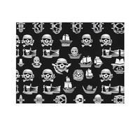 POEZJZW Couverture en flanelle à motif pirates noir et blanc, 203,2 x 152,4 cm, pour canapé, canapé, soirée cinéma, camping et voyage