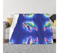POEZJZW Couverture en flanelle à motif tortue colorée de 101,6 x 76,2 cm pour canapé, canapé, soirée cinéma, camping et voyage