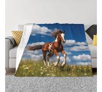 POEZJZW Couverture en flanelle avec motif chevaux de course - 127 x 101,6 cm - Couverture en peluche super douce pour canapé, lit, canapé, camping et voyage
