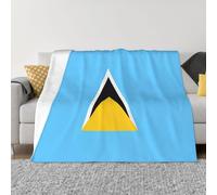 POEZJZW Couverture en flanelle avec motif drapeau de Sainte-Lucie - 127 x 101 cm - Couverture en peluche super douce pour canapé, lit, camping, voyage
