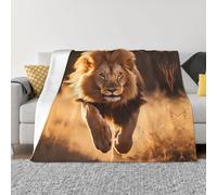 POEZJZW Couverture en flanelle légère et confortable, ultra douce et chaude, motif lion d'Amérique du Nord, pour lit, canapé, salon 203 x 152 cm