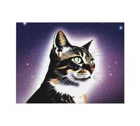 POEZJZW Couverture en flanelle motif chat étoilé 101,6 x 76,2 cm pour canapé-lit, canapé, soirée cinéma, camping et voyage
