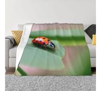 POEZJZW Couverture en flanelle motif coccinelle sur plante 127 x 101,6 cm pour canapé, canapé, soirée cinéma, camping et voyage