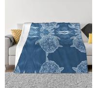 POEZJZW Couverture en flanelle motif tortue de lignes 127 x 101,6 cm pour canapé-lit, canapé, soirée cinéma, camping et voyage