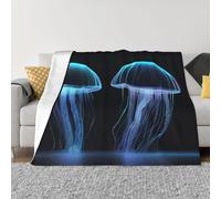 POEZJZW Couverture en flanelle transparente à motif méduse légère et confortable, ultra douce et chaude, en micro polaire, pour lit, canapé, salon, 101,6 x 76,2 cm