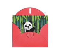 POEZJZW Curious Baby Panda Carte de vœux vierge en papier nacré avec enveloppe rouge pour anniversaire de mariage