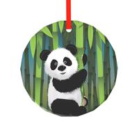 Poezjzw Curious Baby Panda Ornements ronds en verre à suspendre pour sapin de Noël Décoration de la maison Rassemblements Souvenirs