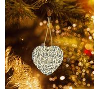 Poezjzw Décoration de Noël en céramique avec motif carte au trésor labyrinthe en forme de cœur à suspendre, cadeaux pour les vacances de Noël, décorations pour la maison