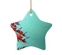 Poezjzw Décoration de Noël en forme d'étoile de Noël en forme de poisson à suspendre pour sapin de Noël, décoration d'intérieur, rassemblements, souvenirs
