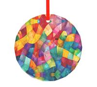 Poezjzw Décoration de Noël en verre avec motif mosaïque de couleurs, convient pour la maison, les centres commerciaux et les fêtes de fin d'année