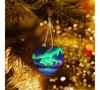 Poezjzw Décoration en céramique à suspendre pour sapin de Noël avec lumières colorées