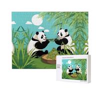Poezjzw Deux adorables grands pandas adultes puzzle classique 500 pièces puzzle en bois moderne décoration intérieure jeu intellectuel 52 x 38 cm