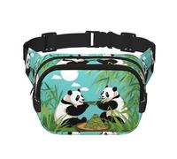 Poezjzw Deux adorables grands pandas carrés sac banane est adapté pour les voyages, les sports de plein air et le cyclisme. Il convient aux hommes et aux femmes