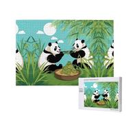 Poezjzw Deux grands pandas mignons adultes puzzle classique 1000 pièces en bois moderne décoration d'intérieur jeu intellectuel 75 x 50 cm