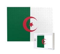 Poezjzw Drapeau de l'Algérie Puzzle Classique Adulte 500 Pièces Puzzle en Bois Moderne Décor Intérieur Jeu intellectuel 52 x 38 cm