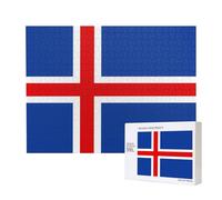 Poezjzw Drapeau de l'Islande Puzzle Classique Adulte 500 Pièces Puzzle en Bois Moderne Décor Intérieur Jeu intellectuel 52 x 38 cm
