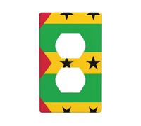 Poezjzw Drapeau de Sao Tomé et Principe - Plaque murale - Plaque d'interrupteur décorative pour cuisine, salle de bain, chambre à coucher, décoration de ferme