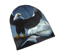 POEZJZW Eagle Under The Stars Bonnet pour homme et femme Bonnet d'hiver chaud en tricot souple Noir