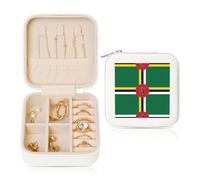 POEZJZW Étui à bijoux de voyage avec drapeau du Commonwealth de la Dominique - Petit carré - Organisateur de bijoux de voyage - Boîte à bijoux - Blanc