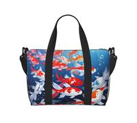 Poezjzw Fortune Koi Sac de Voyage Week-end Sac de Transport Femme Sac d'Hôpital pour Travail et Livraison de Nuit Sac Bagage Noir Taille Unique Noir Taille Unique, Noir , Taille unique