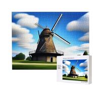 Poezjzw Grand moulin à vent adulte puzzle classique 500 pièces en bois moderne décoration d'intérieur jeu intellectuel 52 x 38 cm