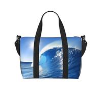 Poezjzw Grand sac de voyage en forme de vague de conque, sac fourre-tout résistant à l'eau, sac de w nd, sac de nuit pliable, noir, One Size