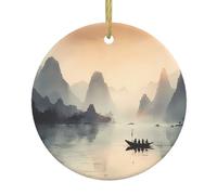 Poezjzw Guilin - Pendentif de Noël en céramique - Motif paysage - Convient pour la maison, les centres commerciaux et les fêtes de fin d'année