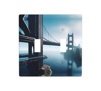 Poezjzw High Bridge Over The Sea Pattern Plaque d'interrupteur décorative 2 interrupteurs à bascule 4,5 x 11,4 cm