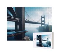 Poezjzw High Bridge Over The Sea Puzzle classique adulte 500 pièces Puzzle en bois moderne Décoration d'intérieur Jeu intellectuel 52 x 38 cm