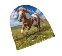 POEZJZW Horses On The Prairie Pattern Beanie Hat for Men and Women Winter Warm Hats Knit Slouchy Skull Cap Black