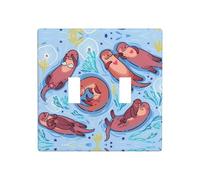 Poezjzw Housse d'interrupteur à double bascule, motif loutre marron, taille standard, 11,4 x 11,4 cm