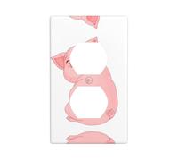 Poezjzw Joli motif cochon rose pour interrupteur de prise de courant Duplex Plaque murale décorative Plaque murale décorative Taille 11,4 x 7,9 cm