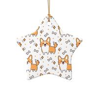 Poezjzw Joli motif corgi en forme d'étoile de Noël en céramique à suspendre pour décoration de maison, rassemblements, souvenirs