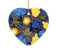 Poezjzw Joli motif de fleurs décoratives de Noël en forme de cœur, ornements en céramique à suspendre pour sapin de Noël, décoration d'intérieur, rassemblements, souvenirs