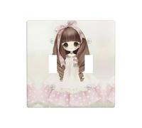 Poezjzw Joli motif petite fille couvercle de prise de courant double plaque murale décorative, taille standard 11,4 x 11,4 cm