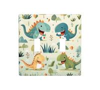 Poezjzw Joli petit bébé dinosaure motif décoratif pour interrupteur à 2 interrupteurs à bascule - 4,5 x 11,4 cm