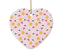 Poezjzw Jolie boule de riz en forme de cœur en céramique à suspendre pour sapin de Noël, décoration d'intérieur, rassemblements, souvenirs