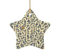 Poezjzw Labyrinthe Treasure Map Pattern Ceramic Christmas Ornament Star Shape Hanging Gifts for Christmas Holidays, Ornaments for Home Decor