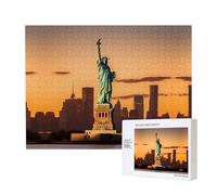 Poezjzw Lady Liberty Puzzles pour adulte 500 pièces en bois pour la famille et les amis Décoration murale Art mural 50,4 x 38,1 cm