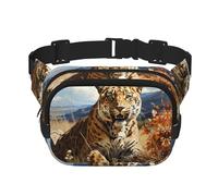 Poezjzw Leopard In Search Of Prey Sac banane de voyage adapté pour la course à pied, le cyclisme et les aventures en plein air, ranger des téléphones portables et des cartes de crédit, noir, One Size