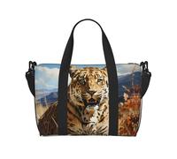 Poezjzw Leopard In Search Of Prey Sac de voyage fourre-tout résistant à l'eau Sac de voyage pliable, noir, One Size