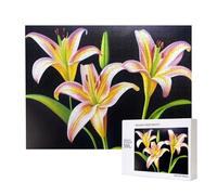 Poezjzw Lily Flower Puzzle Classique Adulte 500 Pièces Puzzle en Bois Décoration Maison Moderne Jeu intellectuel 52 x 38 cm
