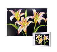 Poezjzw Lily Flower Puzzle classique en bois pour adulte 1000 pièces Décoration d'intérieur moderne Jeu intellectuel 75 x 50 cm