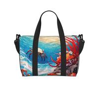 Poezjzw Little Crab Inside T Sac de voyage fourre-tout résistant à l'eau Sac de voyage pliable, noir, One Size